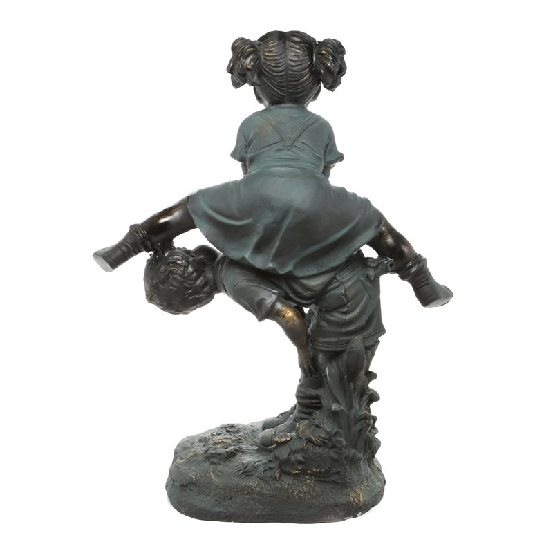 Red Barrel Studio® Kapitz Girl Jumping over Boy Outdoor Statue